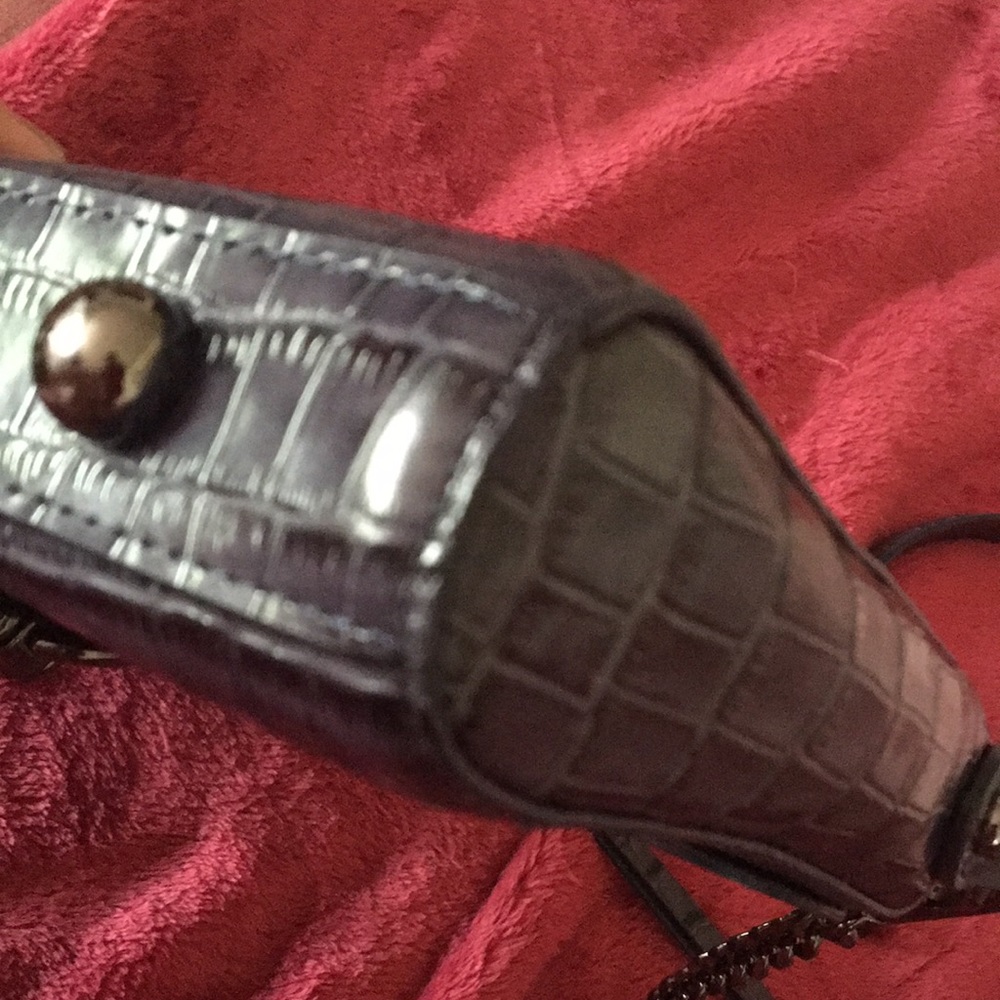 Rebecca Minkoff gray blue exotic Croc embossed Mini Mac crossbody - Picture 5 of 13